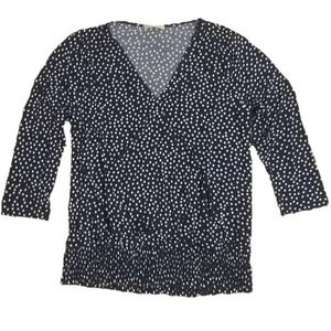 NWOT Beacon surplice polka dot cinched waist top